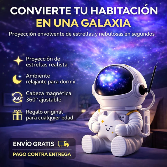 Proyector Astronauta Sentado de Galaxia LED – Lámpara de Estrellas para Habitación